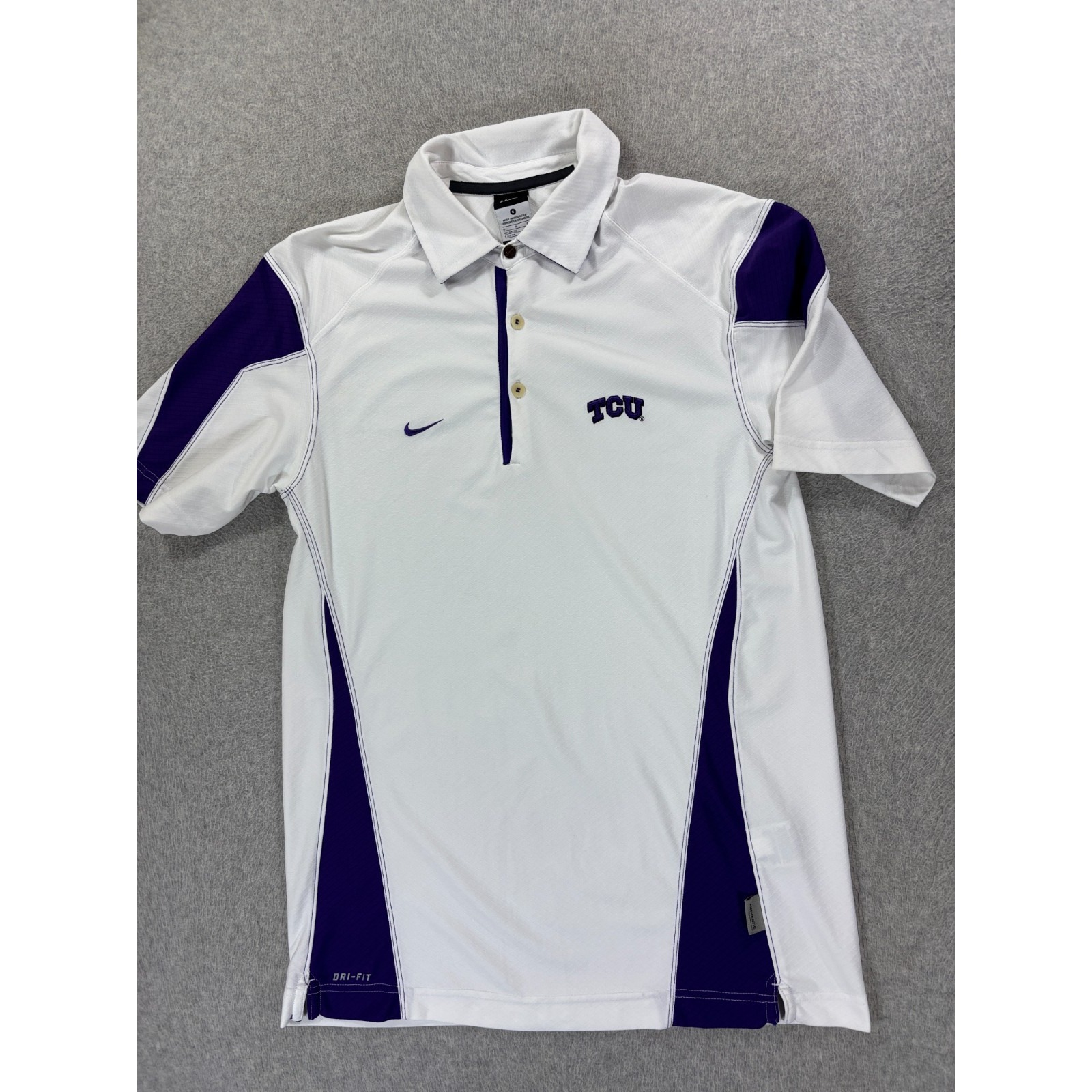 Tcu Horned Frogs Nike Dri Fit Stitched Campus Polo Shirt (Men's Small) White